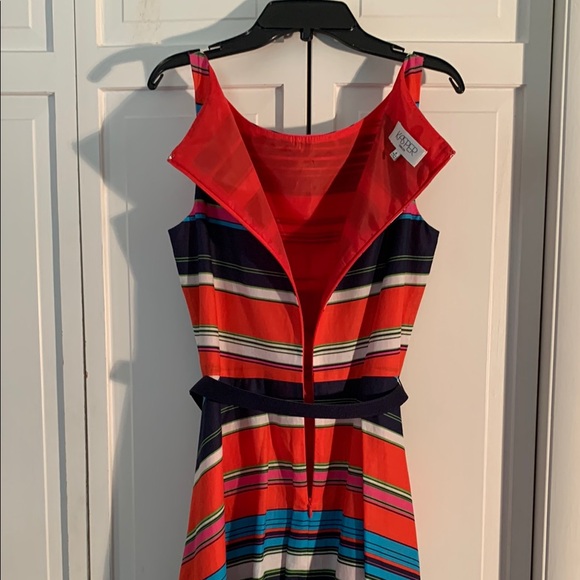 Kasper Red and Blue Fit and Flare Midi Dress - Picture 7 of 11